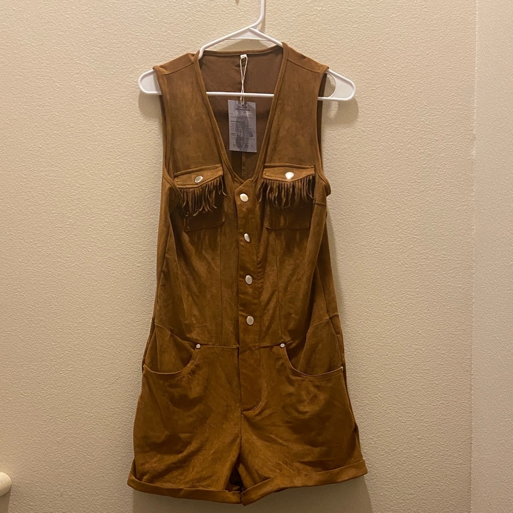 OYROSY New with tags suede romper jumpsuit size medium - Picture 2 of 7